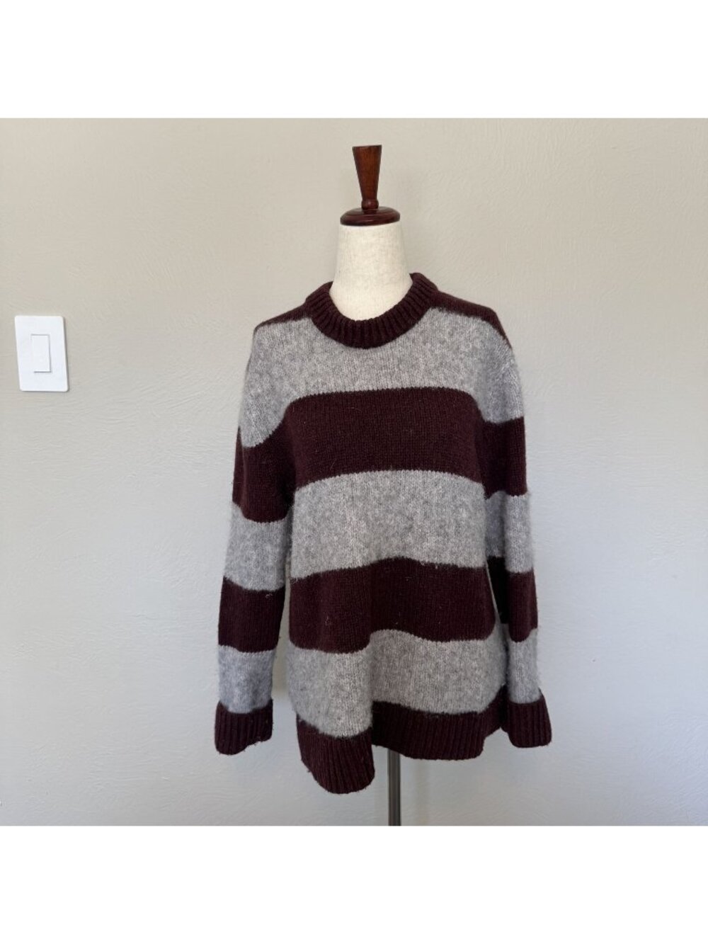 Banana Republic Italian Alpaca Wool Blend Striped Crewneck Sweater - Size Large